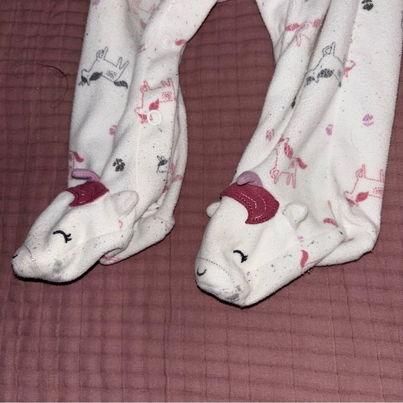 Carter's Pink and White Floral Footed One Piece - Picture 3 of 3